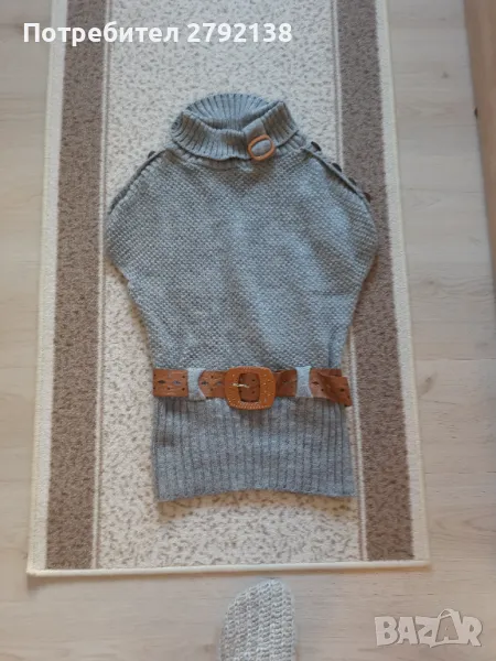 Дамски пуловер с колан, снимка 1