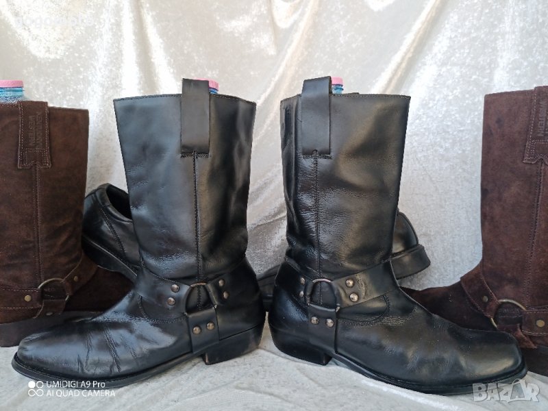 мото тиин боти, УНИСЕКС БОТУШИ черни, 42 - 43, BIKER BOOTS, рокер боти, чопър, хард, снимка 1