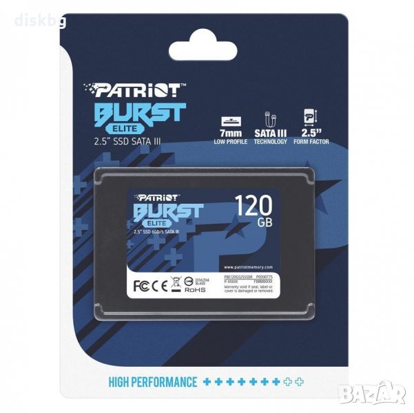 SSD 120GB Patriot Burst Elite 2.5" SATA3, 6Gb/s - нов твърд диск, запечатан, снимка 1