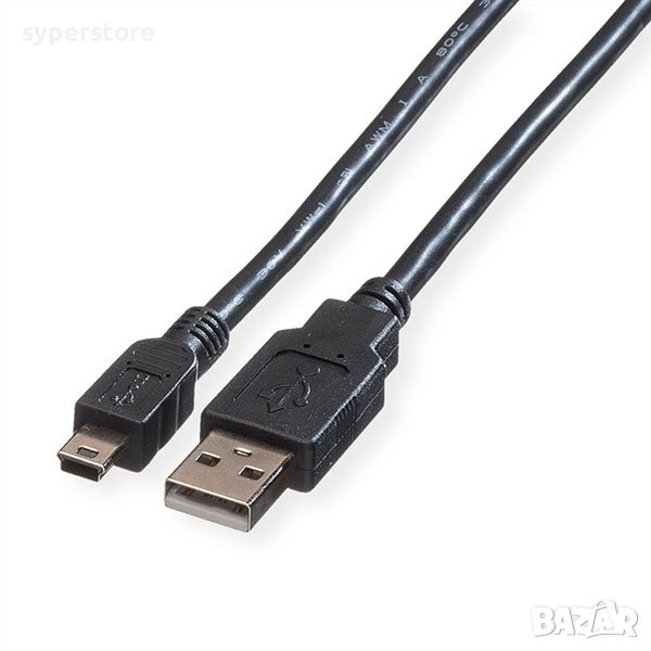 Кабел USB2.0 A-Mini 5pin, 0.8m, Roline SS301059, снимка 1