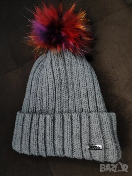 Liu Jo Дамска зимна плетена шапка с пухче от естествена кожа , снимка 1