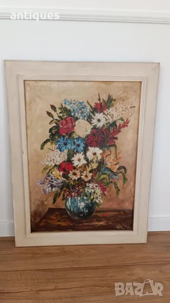 Картина "Цветя" - масло върху платно - SAMOC  - 85/64см, снимка 1