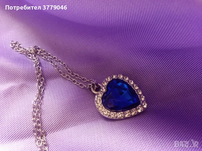 Колие с кристали Сърце на океана, снимка 1