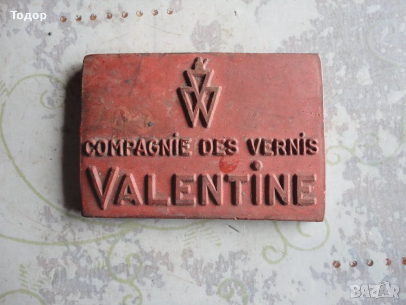 Старинна емблема табела Valentine, снимка 1
