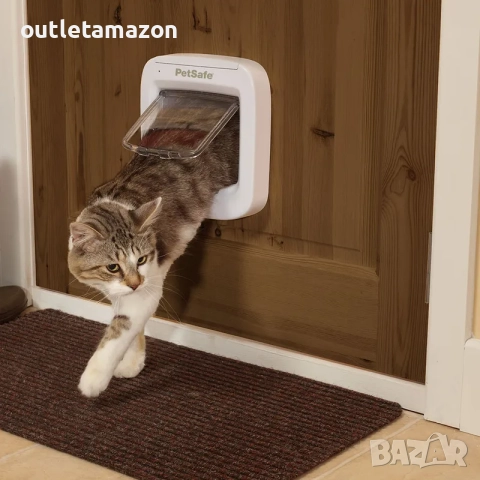Автоматична врата за котки, PetSafe, програмируема за 25 микрочипа, прозрачна, 23.2x23.2cm