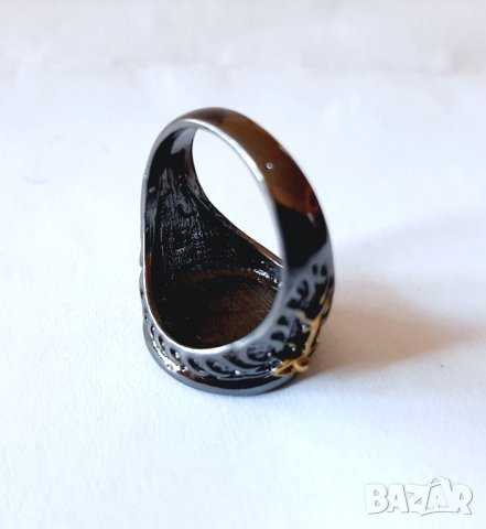Мъжки черен пръстен с дракон и топаз, снимка 9 - Пръстени - 36674283