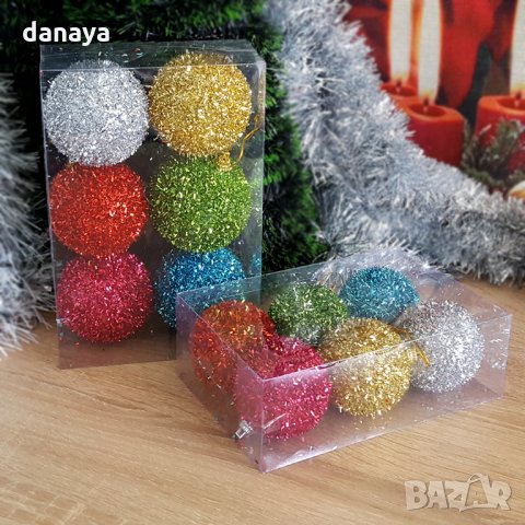 Комплект блестящи коледни топки за елха коледни играчки за украса, снимка 3 - Декорация за дома - 26788247