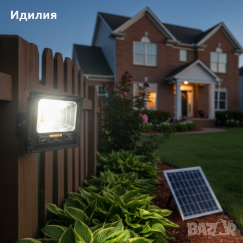 Соларен прожектор Jortan IP 66, дистанционно управление, индикатор за батерията, снимка 2 - Соларни лампи - 53501584
