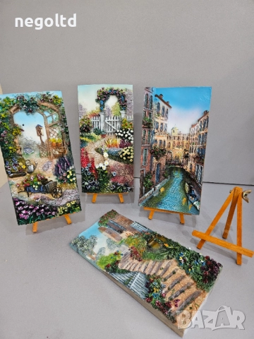 СТРАХОТЕН КОЛЕДЕН ПОДАРЪК! Релефни картини 13 на 24см със стойка