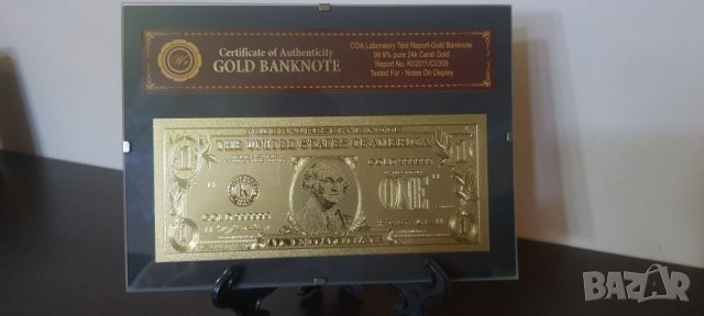 Позлатени долари в стъклена рамка и стойка, снимка 8 - Нумизматика и бонистика - 32785537