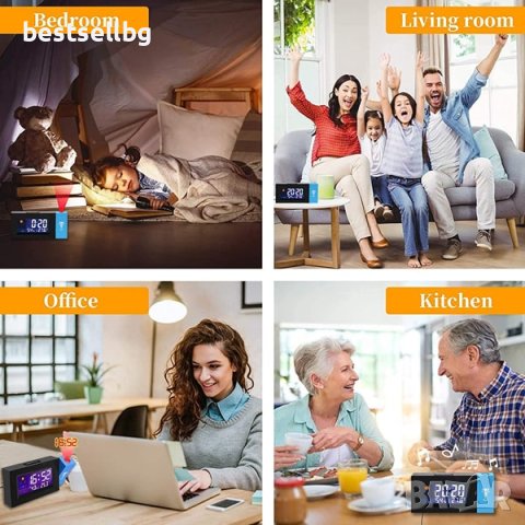 Електронен часовник проектор светещ на тавана термометър аларма влага, снимка 6 - Други - 40573071