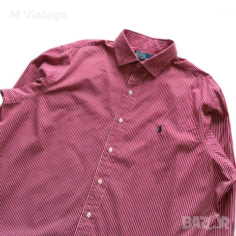 Мъжка риза Polo Ralph Lauren Classic Fit Striped Stretch Poplin Shirt Red/White, снимка 2 - Ризи - 49610886