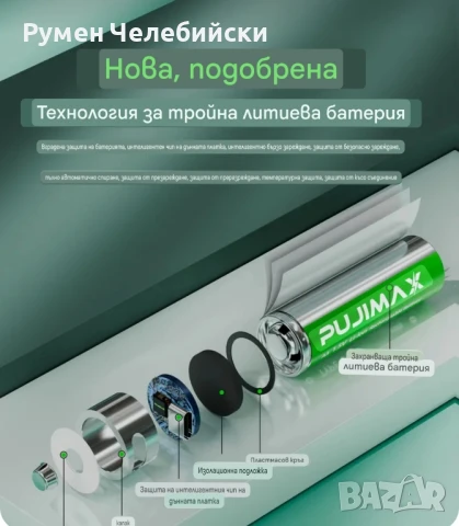 4 бр. Pujimax 3400mWh 1.5V AA Li-ion батерии, снимка 2 - Друга електроника - 51071490