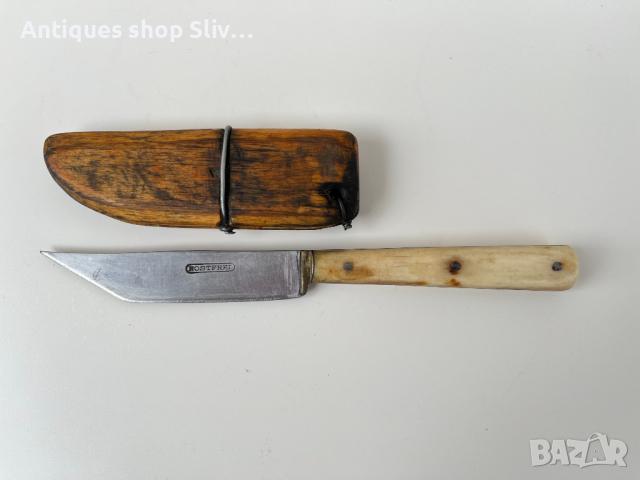 Стар нож с кокалена дръжка и кания. №2211, снимка 2 - Антикварни и старинни предмети - 36419579