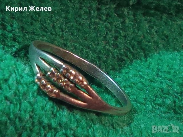 СТАРИНЕН СКЪПОЦЕНЕН с ЦИРКОНИ СРЕБЪРЕН ПРЪСТЕН с ТРИ ПЕЧАТА на МАЙСТОРА и за ПРОБАТА СРЕБРО 40065, снимка 3 - Антикварни и старинни предмети - 42474205