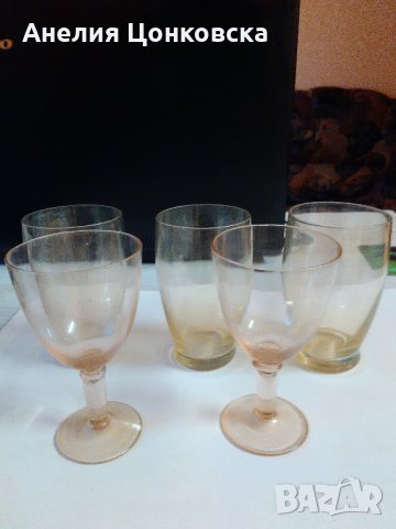 Старинни тънкостенни чаши 50-те г.5 бр., снимка 4 - Антикварни и старинни предмети - 27004135