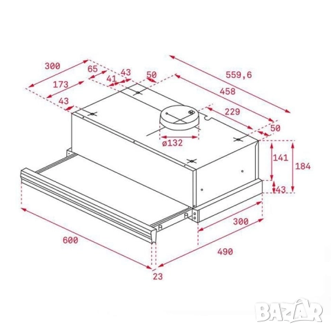 Teka Телескопичен абсорбатор за вграждане, двигател EcoPower A, 60 см, снимка 5 - Абсорбатори - 51826102