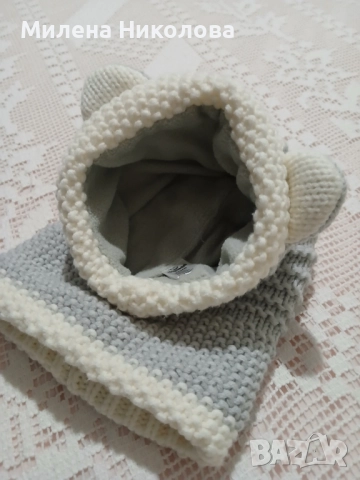 Топла плетена шапка с ушички