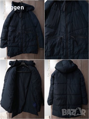 Оригинално модерно пухено яке на Armani Jeans. Размер S. Цвят син., снимка 2 - Якета - 43172169