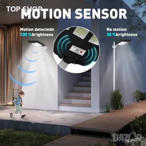 Lenlun Външна соларна LED лампа, 1600 W, сензор за движение, 3 режима, снимка 3 - Соларни лампи - 49500427