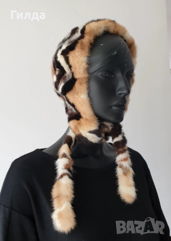 шапка естествен косъм норка визон S, снимка 5 - Шапки - 52751253