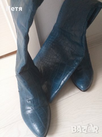 Красиви петролено сини чизми , снимка 2 - Дамски ботуши - 32582542