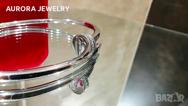 CARTIER Nail Juste un Clou Silver Small Thin Diamonds Гривна Пирон, снимка 4 - Гривни - 53148749