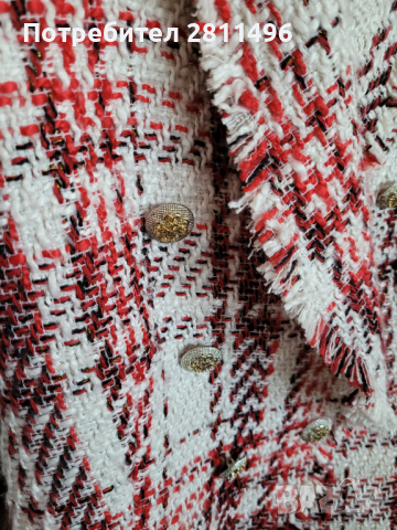 Дамско палто от букле в цвят екрю и червено, снимка 4 - Якета - 44855318