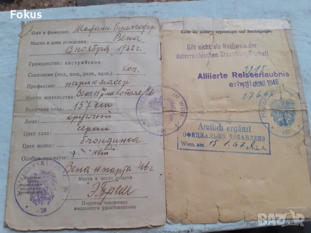 Стар паспорт Австрия Виена - оригинал, снимка 4 - Антикварни и старинни предмети - 50941565