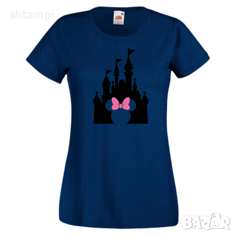 Дамска тениска Minnie Head Disney Castle Подарък,Изненада,Рожден ден,, снимка 5 - Тениски - 36530264