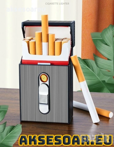 Табакера кутия за 20 цигари с водоустойчива и влагоустойчива електронна запалка с волфрамова тел, снимка 12 - Табакери - 53123197