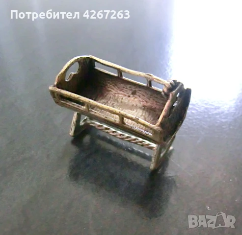 Мини фигурка бебешко кошче, маркировка .800, снимка 4 - Статуетки - 50925526