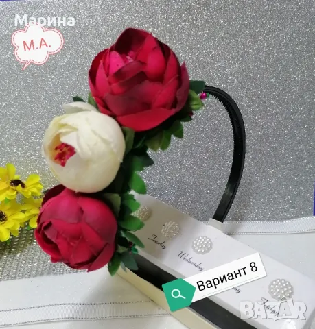 Китка за коса с божури,вариант 8, снимка 9 - Аксесоари за коса - 48152211