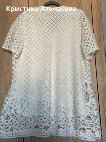 Уникална блуза бяла, цялата от бродерия - 2XL, снимка 3 - Туники - 52399322