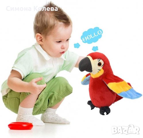 ✨Плюшена играчка говорещ папагал - 2 цвята /син, зелен, червен/, снимка 3 - Плюшени играчки - 37031454