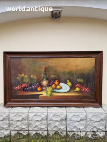 Натюрморт огромен авторски масло върху платно , снимка 2 - Антикварни и старинни предмети - 53211165