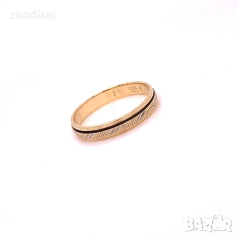 Златен пръстен брачна халка 1,23гр. размер:49 14кр. проба:585 модел:34342-1, снимка 2 - Пръстени - 51753297