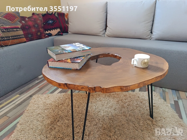 Холна маса от масивен плот с жив ръб, снимка 3 - Маси - 52335573