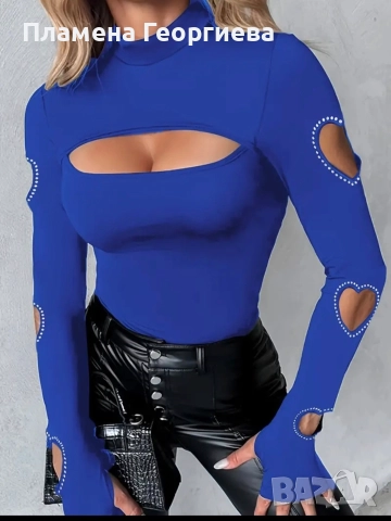 Дамска синя блуза, снимка 3 - Блузи с дълъг ръкав и пуловери - 52683167