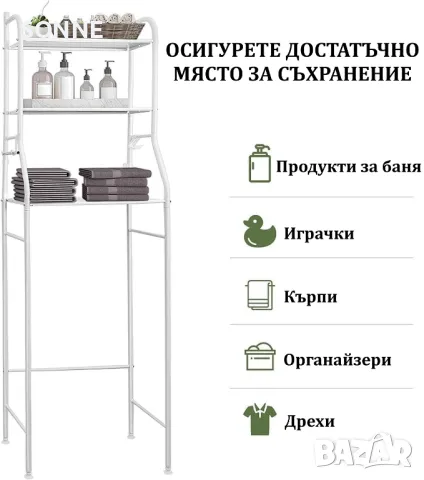 Стелаж за поставяне над тоалетна или пералня с горно отваряне, снимка 2 - Други - 49379646
