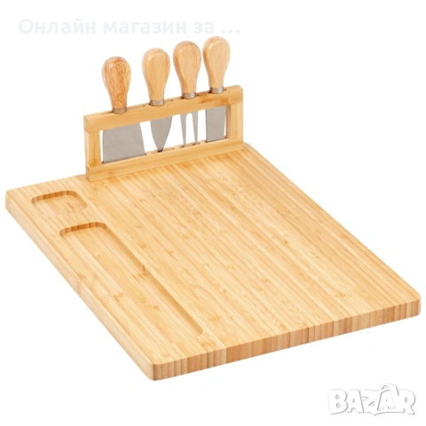 Бамбукова дъска за сирена с магнитна лента,върху която са поставени 4 бр. различни ножове 139753, снимка 3 - Прибори за хранене, готвене и сервиране - 53230877