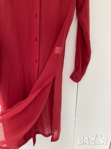 Разпродажба спешно Дълга риза туника от фина материя тъмночервена размер S, снимка 4 - Туники - 43197133