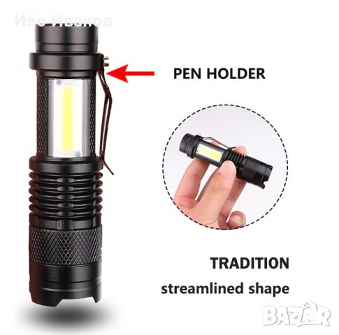 Фенерче със акумолаторна  батерия, снимка 4 - Къмпинг осветление - 35614791