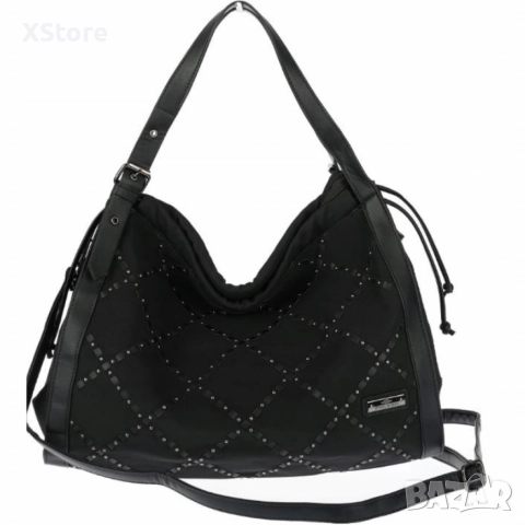 Велурена дамска чанта с декоративни ленти и метални капси – елегантен бохо дизайн, снимка 2 - Чанти - 52571971