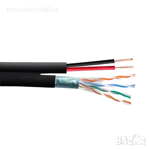 Кабел FTP Cat.5E CU 24AWG+2x0.50 mm CU