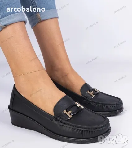 Дамски мокасини на клин от еко кожа Kappi, снимка 2 - Дамски ежедневни обувки - 49307039