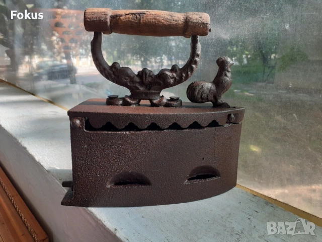 Стара чугунена ютия на жар, снимка 3 - Антикварни и старинни предмети - 53377979