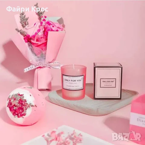 Подаръчен комплект за жена, 10 части, Идея за подарък Рожден ден, Соли за вана, Чаша, Чорапи - Розов, снимка 3 - Подаръци за жени - 50643447