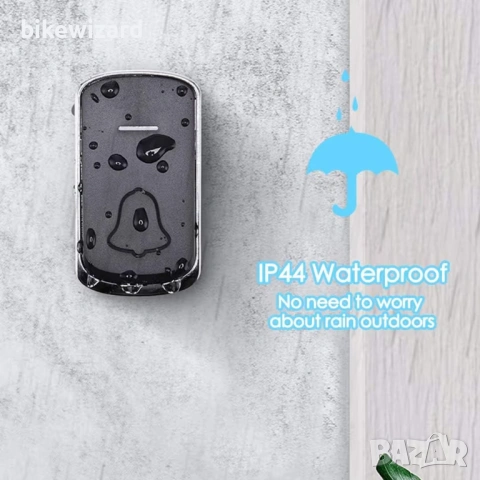 Безжичен външен звънец, водоустойчив, с обхват 300 метра – 58 мелодии, LED светкавица НОВ, снимка 3 - Други стоки за дома - 53433867