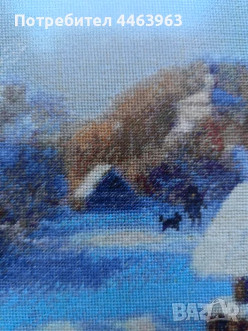 гоблен ,, Зимен ден", 33/20 см, снимка 14 - Гоблени - 51278761